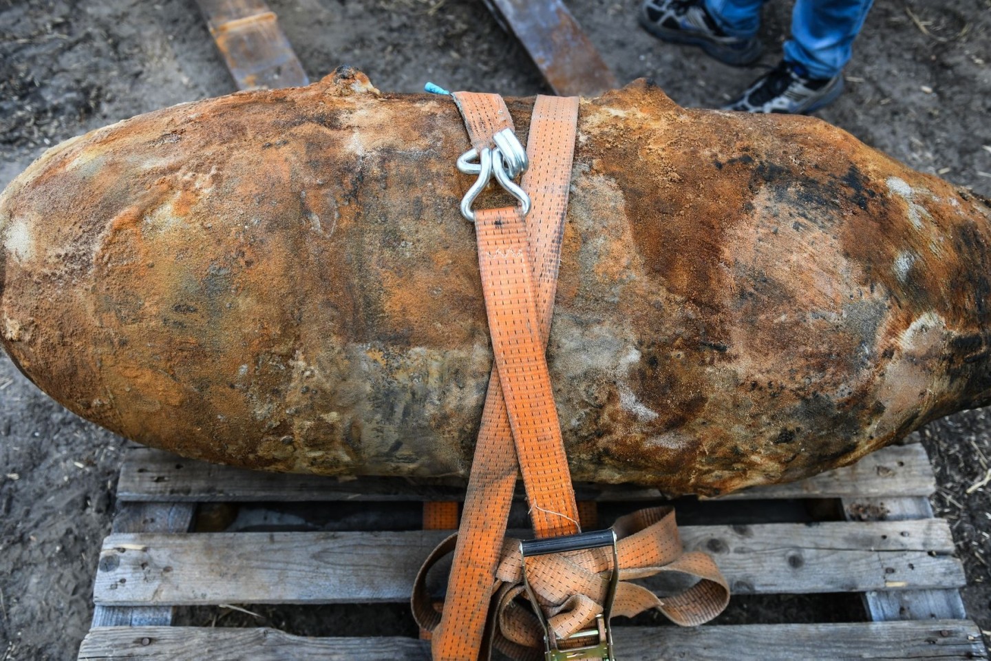 Eine entschärfte Weltkriegsbombe in Oranienburg.