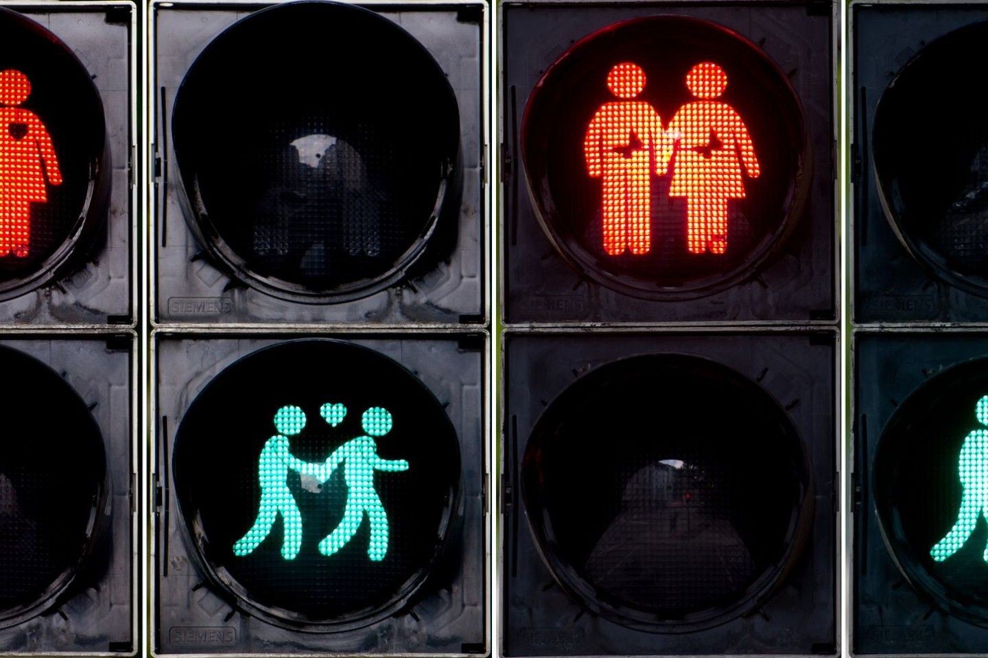 Sind erlaubt: Gleichgeschlechtliche Ampelmännchenpaare in München.